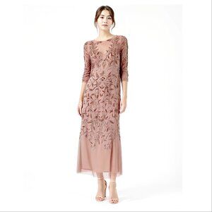 Adrianna Papell Coral Sequin Beaded Gown, Womens Size 8